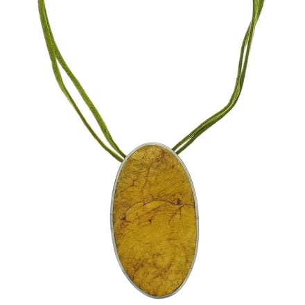 Behave - Ketting met ovale groene schelp hanger - 43 cm (verlengketting 6,5 cm)