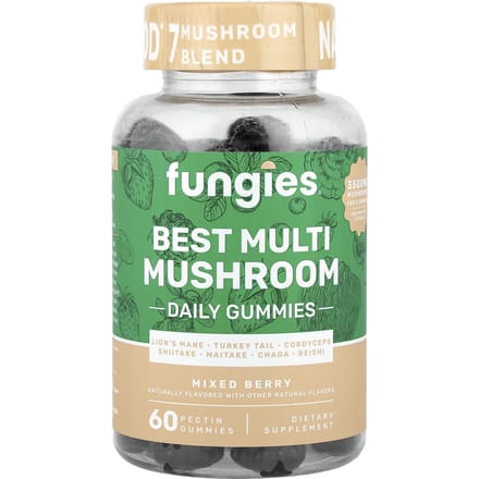 Fungies, de beste multischimmel dagelijkse gummies, gemengde bessen, pectine gummies, 60 stuks