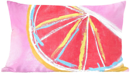 Sierkussens - Kussentjes Woonkamer - 50x30 cm - Grapefruit - Geschilderd - Roze - Strepen