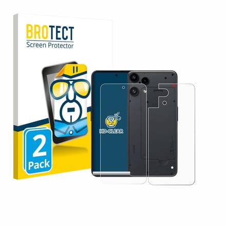 BROTECT - Screenprotector voor Nothing Phone (3a) Lite (Voor+Achter) - Folie Beschermfolie transparant 2 Stuks