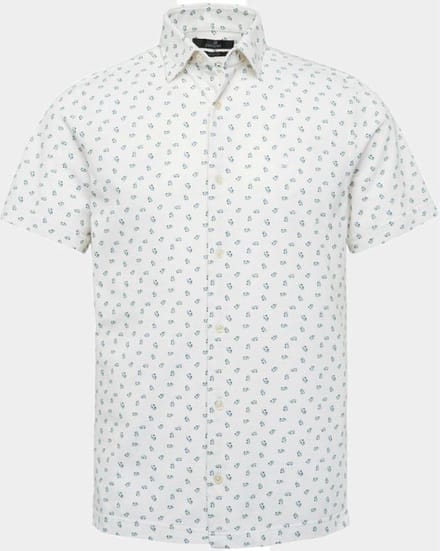 Vanguard - Overhemd KM Print Wit - Heren - Maat M - Modern-fit