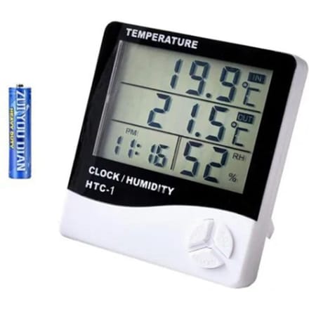 Mini digitale thermometer, hygrometer, klok, binnentemperatuur-vochtigheidsmeter, metermonitor gray