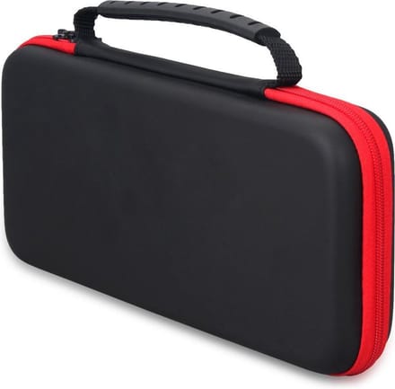 Hoes geschikt voor Nintendo Switch met ruimte voor accessoires - zwart / rood