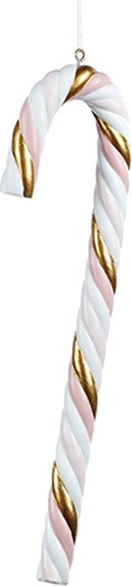 Goodwill - Swirl zuurstok - 39 cm - polyresin - wit/goud