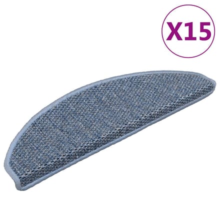 vidaXL - Trapmatten - zelfklevend - 15 - st - sisal-look - 65x21x4 - cm - blauw