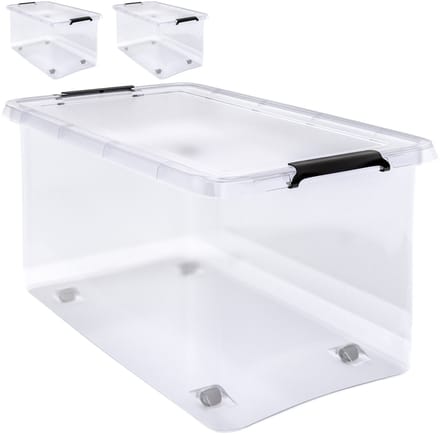 Deuba Opbergbox - Set van 2 Kunststof 60L 58x39x35cm - Transparant