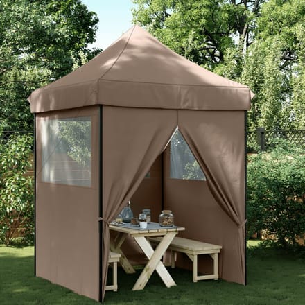 vidaXL - Partytent - inklapbaar - pop-up - met - 4 - zijwanden - bruin