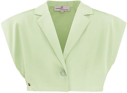 Geraffineerde Mouwloze Top in Elegante Jasstijl - Groen - Maat M