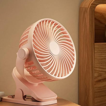 Clipventilator, draagbare miniventilator (met batterij), vloerventilator/ventilatieventilator, 3 windsnelheden, roze