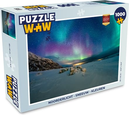 Puzzel Noorderlicht - Sneeuw - Kleuren - Legpuzzel - Puzzel 1000 stukjes volwassenen
