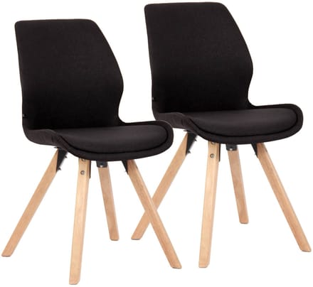 CLP Luna Set van 2 Eetkamerstoel - Modern - Rugleuning - 136 kg - Stof/zwart