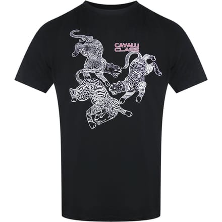 Cavalli Class Paisley Leopards-logo Zwart T-shirt