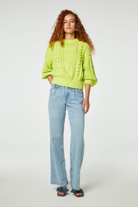 Fabienne Chapot Suzy 3/4 Sleeve Pullover Lovely Lime Maat: S | Gebreide Truien Outlet | Dames | Groen