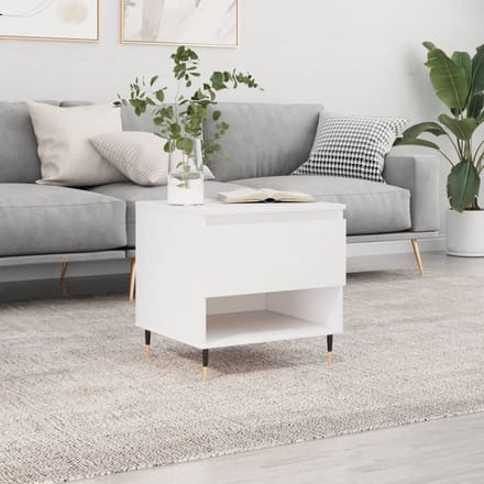 vidaXL - Salontafel - 50x46x50 - cm - bewerkt - hout - wit