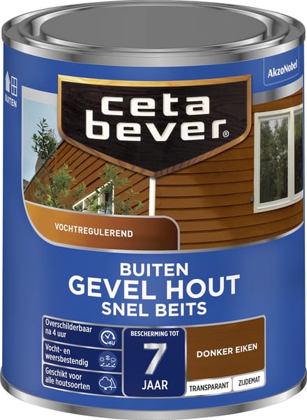 Cetabever - Snelbeits Gevel Hout Transparant - Donker Eiken - 750 Ml