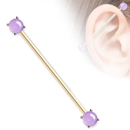Industrial piercing natuursteen Amethyst - rose goud - LMPiercings