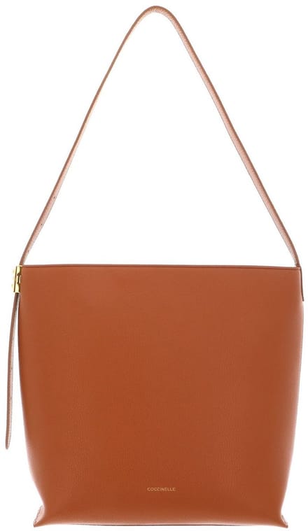 COCCINELLE Leren schoudertas handtas C-Me Lock Handbag Grained Leather Crab Lichtbruin