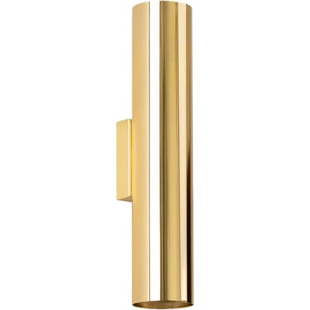 Wandlamp LAGOS 2 met 2 lichtpunten naar boven en beneden - Sollux Lighting - IP20 - Glanzend goud staal behuizing - 6 x 8 x 30 cm - 2 x GU10 LED, exclusief lichtbron - 2 x 10 W - Moderne wandlamp voor woonkamer, slaapkamer en eetkamer