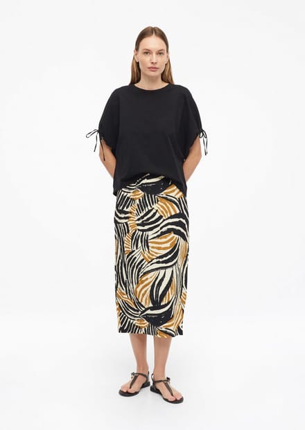 s.Oliver - female - Gestructureerde midirok met split en elastische tailleband