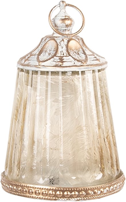 Clayre & Eef LED Lantaarn Ø 8x12 cm Beige Glas