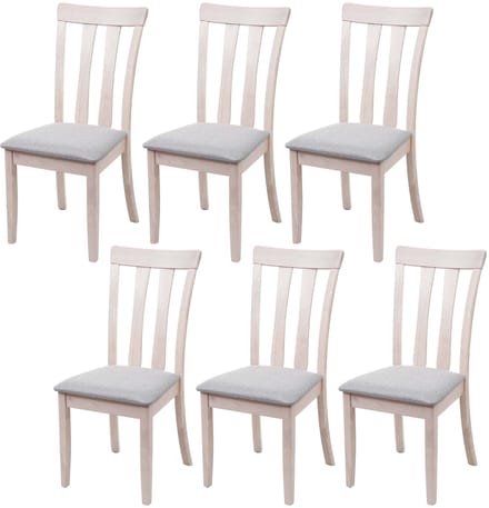 Set van 6 eetkamerstoelen MCW-G46, keukenstoel, stof/textiel, massief hout ~ lichtkleurig frame, grijs