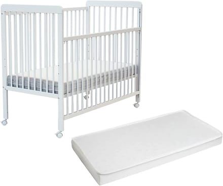 Houten Uitschuifbaar Babybedje met Matras 60 x 120 cm - Wit