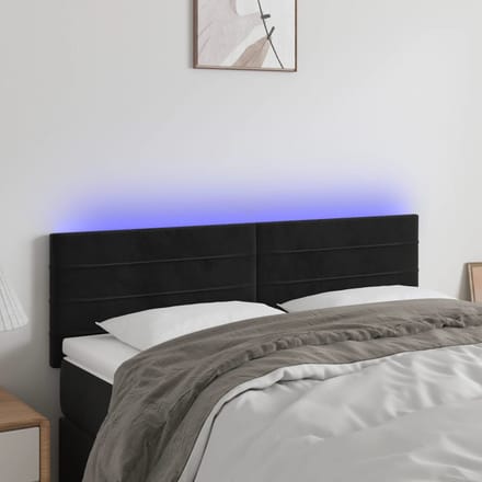 vidaXL - Hoofdbord - LED - 144x5x78/88 - cm - fluweel - zwart