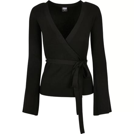 Urban Classics - Rib Knit Wrapped Lange cardigan - M - Zwart