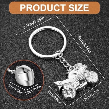 Motorfiets Sleutelhanger Set - Zilveren Motor en Helm Miniaturen
