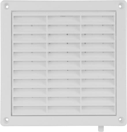 Regelbaar Ventilatie Rooster met Insectennet Wit 170x170mm Ø100mm