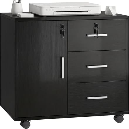 HOMCOM Printerkast - Spaanplaat - 60x40x56cm - Zwart