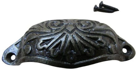 Ornate Cup Pull Handle Antique Brass