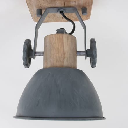 Plafondlamp Gearwood 7968GR Grijs Draaibaar & Kantelbaar Hout/Metaal E27 fitting - Mexlite