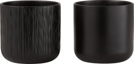 J-Line bloempot Gen - keramiek - zwart - medium - 2 stuks - Ø 15 cm