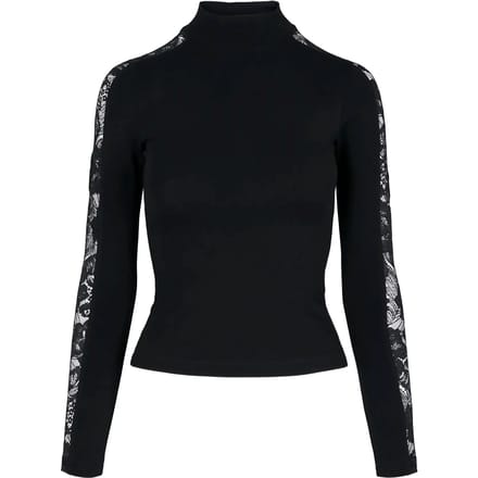 Urban Classics - Lace Striped Longsleeve top - 4XL - Zwart