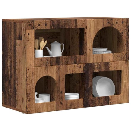 vidaXL - Dressoir - ELST - Oudhout - 80.5 - x - 35 - x - 59 - cm - Bewerkt - hout