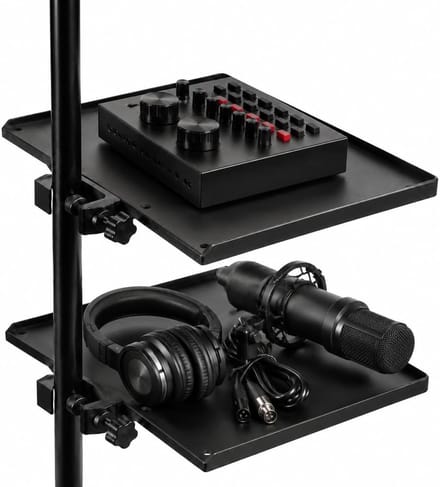 2 Stuks Microfoonstand Clip-on Accessoire Tray - Microfoonstand Plank en Geluidsplateau voor Optimaal Gebruik