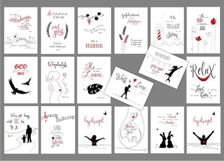 Set van 18 Christelijke kaarten met envelop