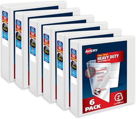 Robuuste zichtmappen met schuine ringen – 2 inch, pack van 6