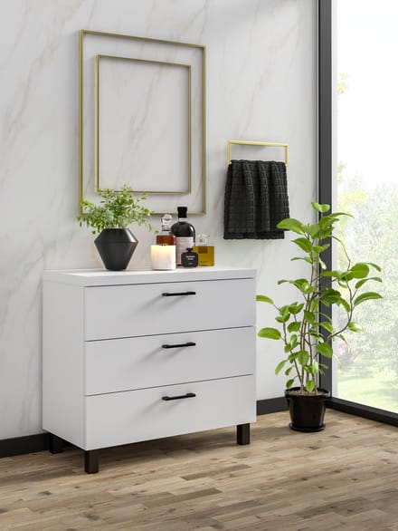 Pro-meubels - Ladekast Novara - Wit - 60cm - Opbergkast - 3 lades - Commode