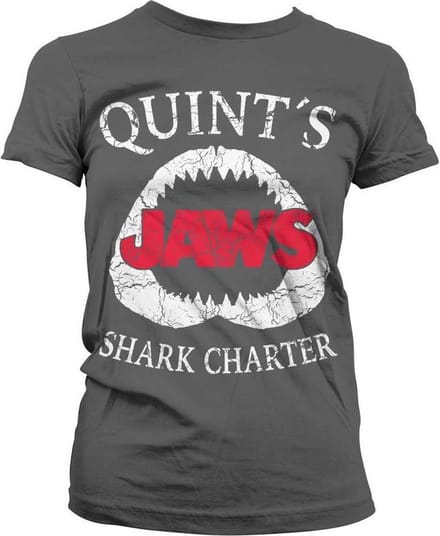 Jaws Dames Tshirt -S- Quint's Shark Charter Grijs