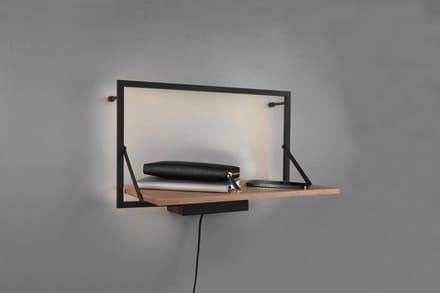 M&M Leonie Wandplank Met LED Verlichting 9W Hout / Metaal