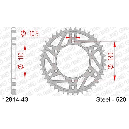Stalen tandwiel Afam 520 43 dents
