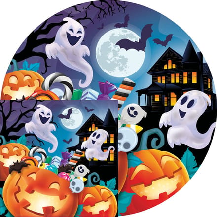 Fiestas Halloween/horror pompoen feest servies - borden/servetten - 32x - oranje - papier