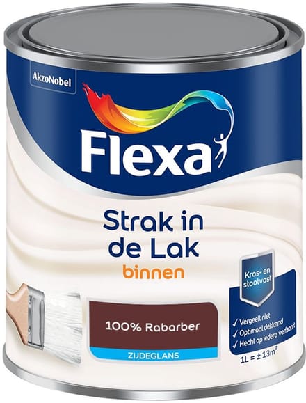 Flexa - Strak In De Lak Binnenlak Zijdeglans - 100% Rabarber - Mengverf - 1 L