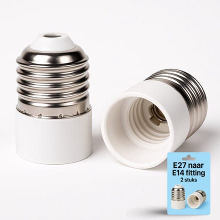DEGG® - 2x Verloopfitting - Van E27 naar E14 - Adapter - Grote fitting naar kleine fitting - Voor Gloeilampen, Led lampen en Halogeen lampen