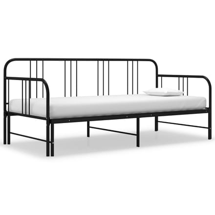 vidaXL - Slaapbank - uittrekbaar - metaal - zwart - 90x200 - cm