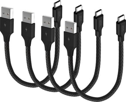 Voordeelbundel usb C kabels - Usb naar usb C - 30cm - Kort - 4 stuks - Zwart