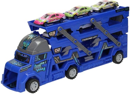 Uitklapbare Autotransporter met Afschietfunctie - Blauw