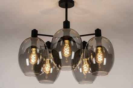 Lumidora Plafondlamp 73952 - Plafonniere - DRUP - 5 Lichts - E27 - Zwart - Grijs - Metaal - ⌀ 70 cm